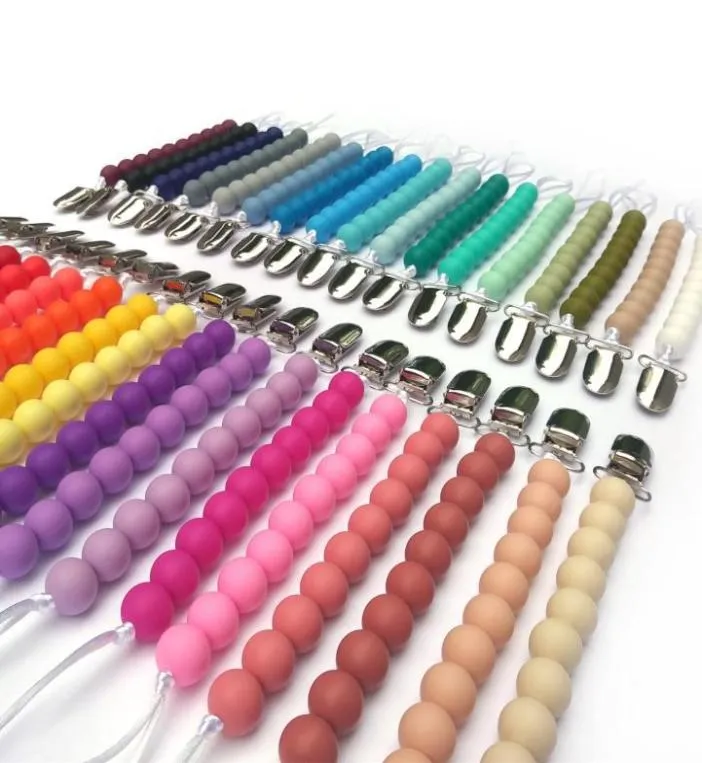 33 Colors 5pcslot Silicone Bead Bead Bead Pacifier Holders Newborn Clips Clips Baby Beaby Nipple Holder Kids Chew Toys M8972589005