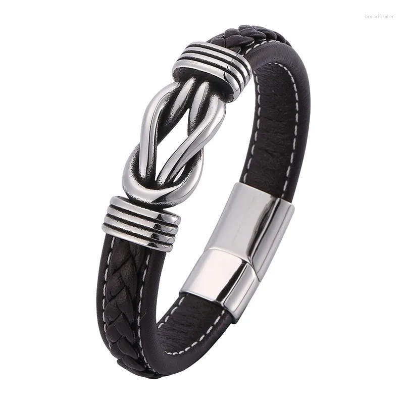 Charm Armbanden Mannen Sieraden Bruin Lederen Armband Trendy Accessoires Rvs Magneet Sluiting Mannelijke Polsband Verjaardagscadeau SP0772