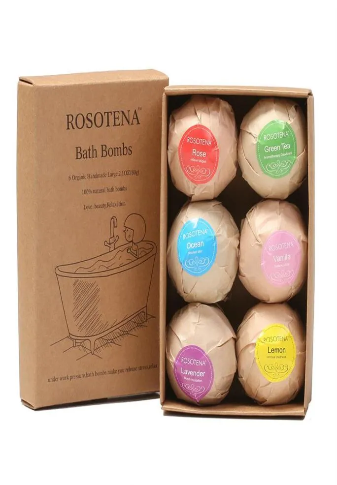 Set regalo di bombe da bagno 6 grandi naturali organiche per bambine con sali da bagno al burro di karitè e olio essenziale profumato225I9160312