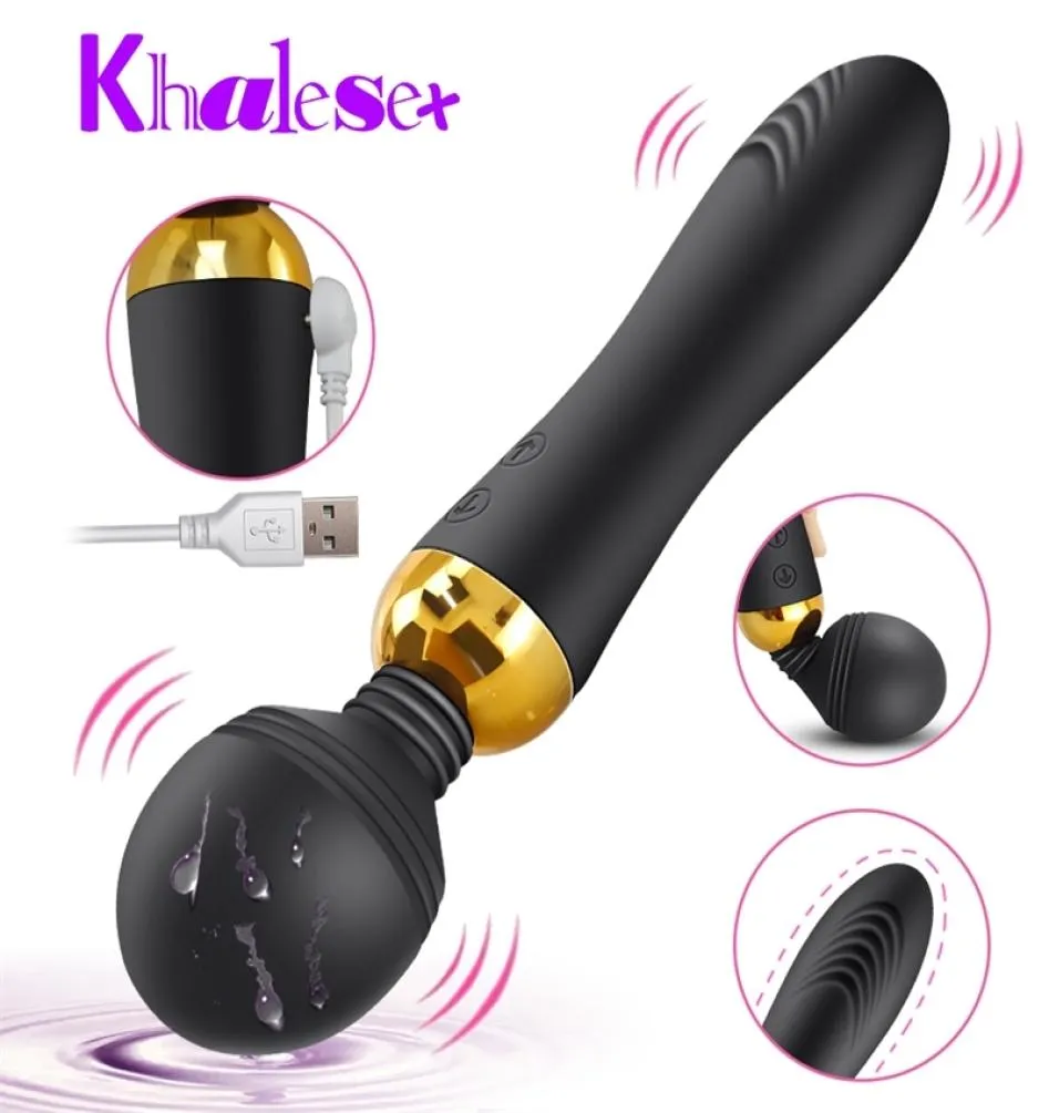 Khalesex Toverstaf Vibrator Grote Hoofden AV Body Massager G Spot Clitoris Stimulator Volwassen Speeltjes voor Vrouw Vrouwelijke Masturbator 2102963857