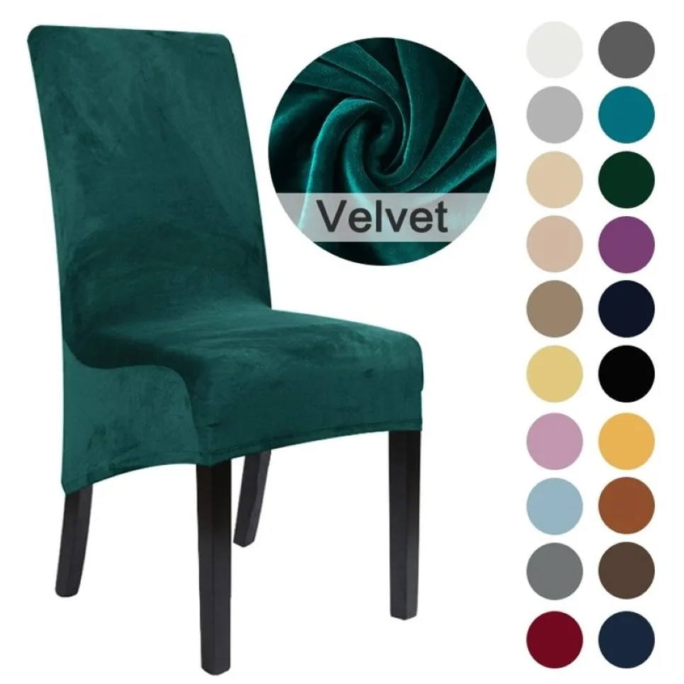 Stor storlek 22 färger Grad Velvet Plush Stretch Chair Cover XL High Back Long Covers Matsal 210724325O