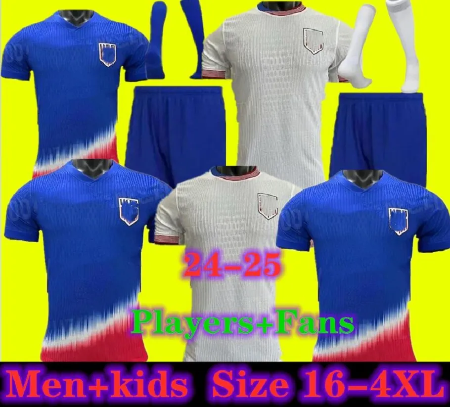 USWNT UsaS Soccer Jersey Football Shirts 2024 4 étoiles Femme Enfants Kits USMNT 24-25 Maillot de Foot Hommes Concacaf Gold Cup 2024 Monde Femme McKennie Smith Morgan 11