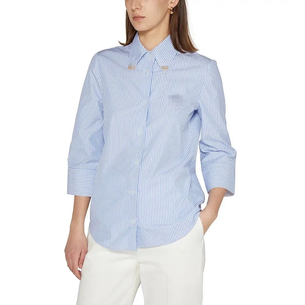 PRAD2024 Designer Brand Camicia a righe stile college Camicia da donna Ragazza Camicia blu Abbigliamento da donna Camicia in cotone Camicia PRAD Regalo di compleanno