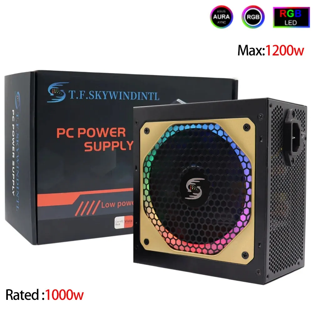 T.F.SkyWindIntl 1000 Watt Gold Power Supply 1000W helt modulär ATX -dator PSU för ATX Desktop Gamer Power Source 240307