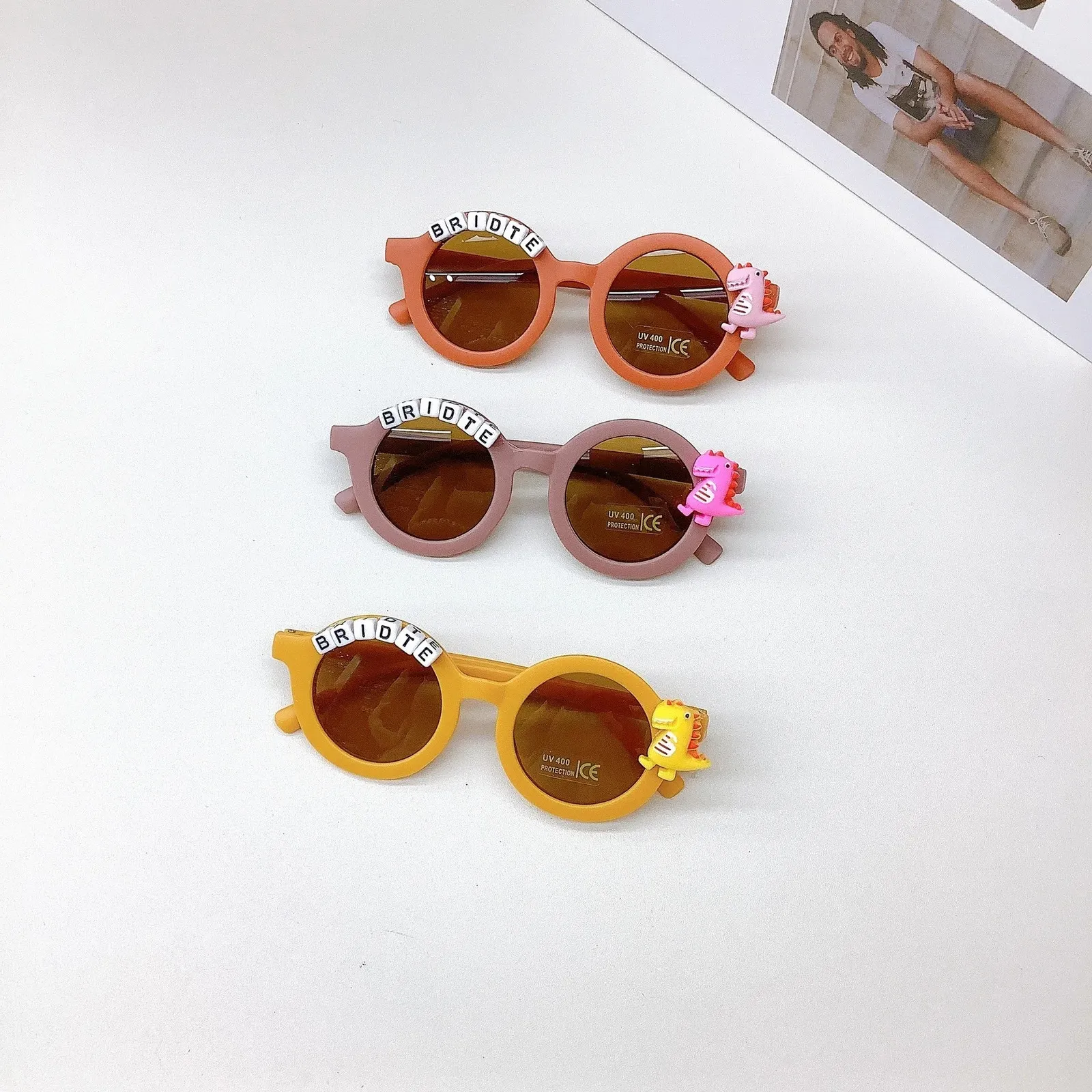 Gafas de sol Edición Moda Coreana Niños Protección solar y UV Hombres Mujeres Lindo dinosaurio 240226