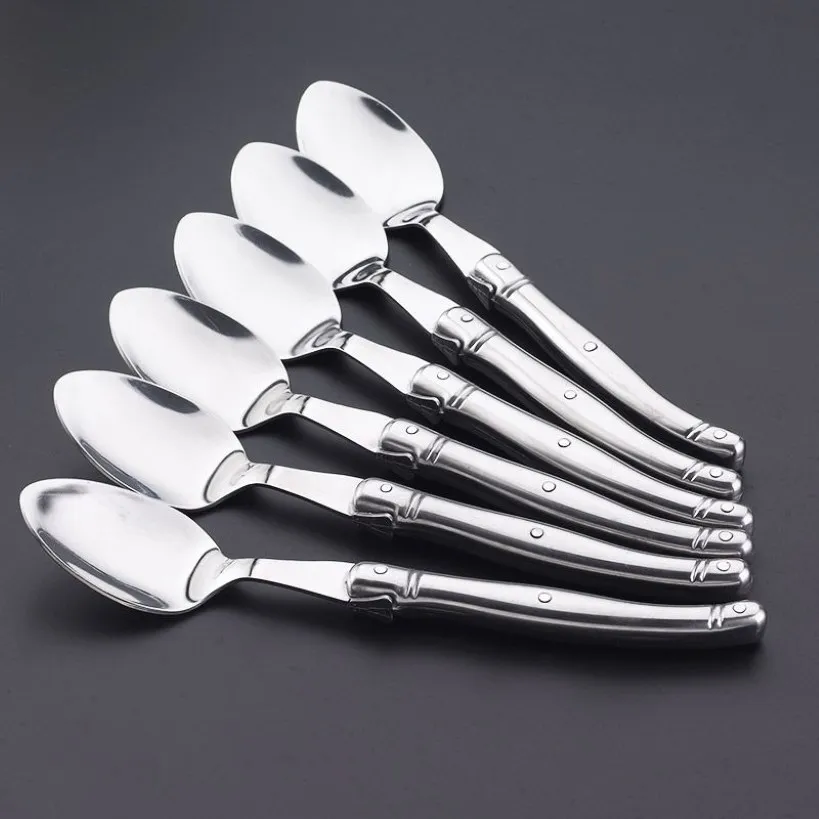 Spoons 8 5'' Laguiole Dinner Spoon Stainless Steel Tablespoon Silverware Hollow Long Handle Public Large Soup Rice Cutle286V