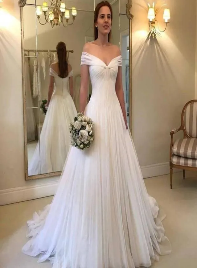 Haute qualité pas cher longue robe de mariée dos nu une ligne épaules dénudées Boho plage jardin robe de mariée formelle sur mesure plus taille 6258878