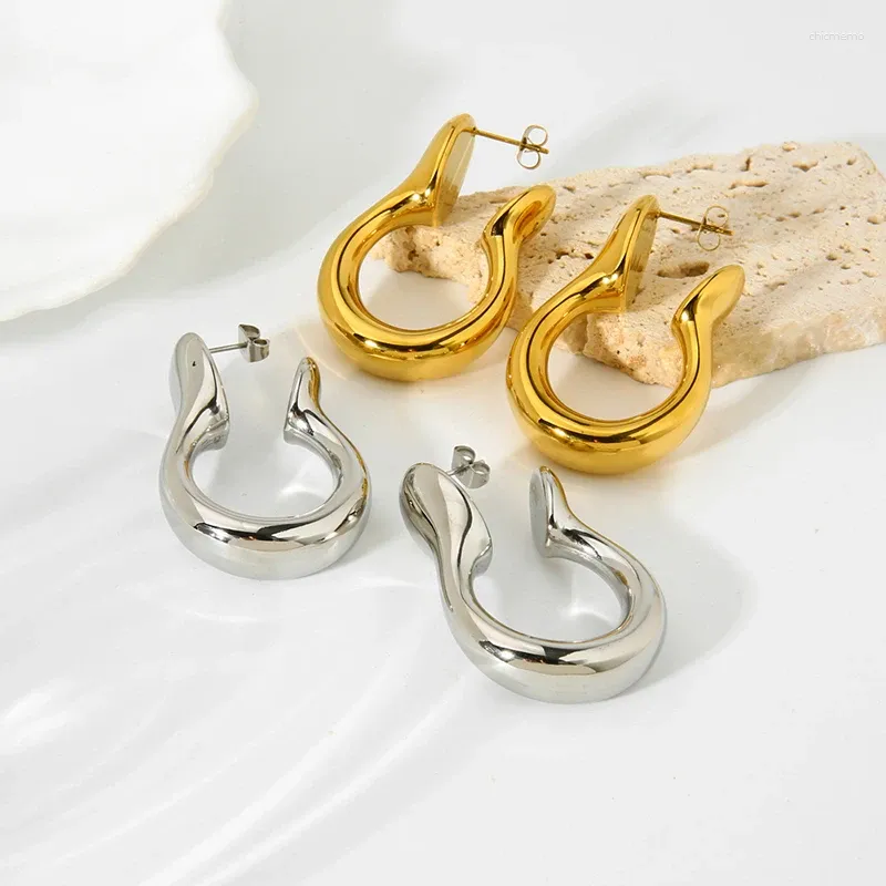 Boucles d'oreilles à tige en acier inoxydable, déclaration élégante, géométrique, Design inhabituel, grand pour femmes, étanche, plaqué or 18 carats, cadeau