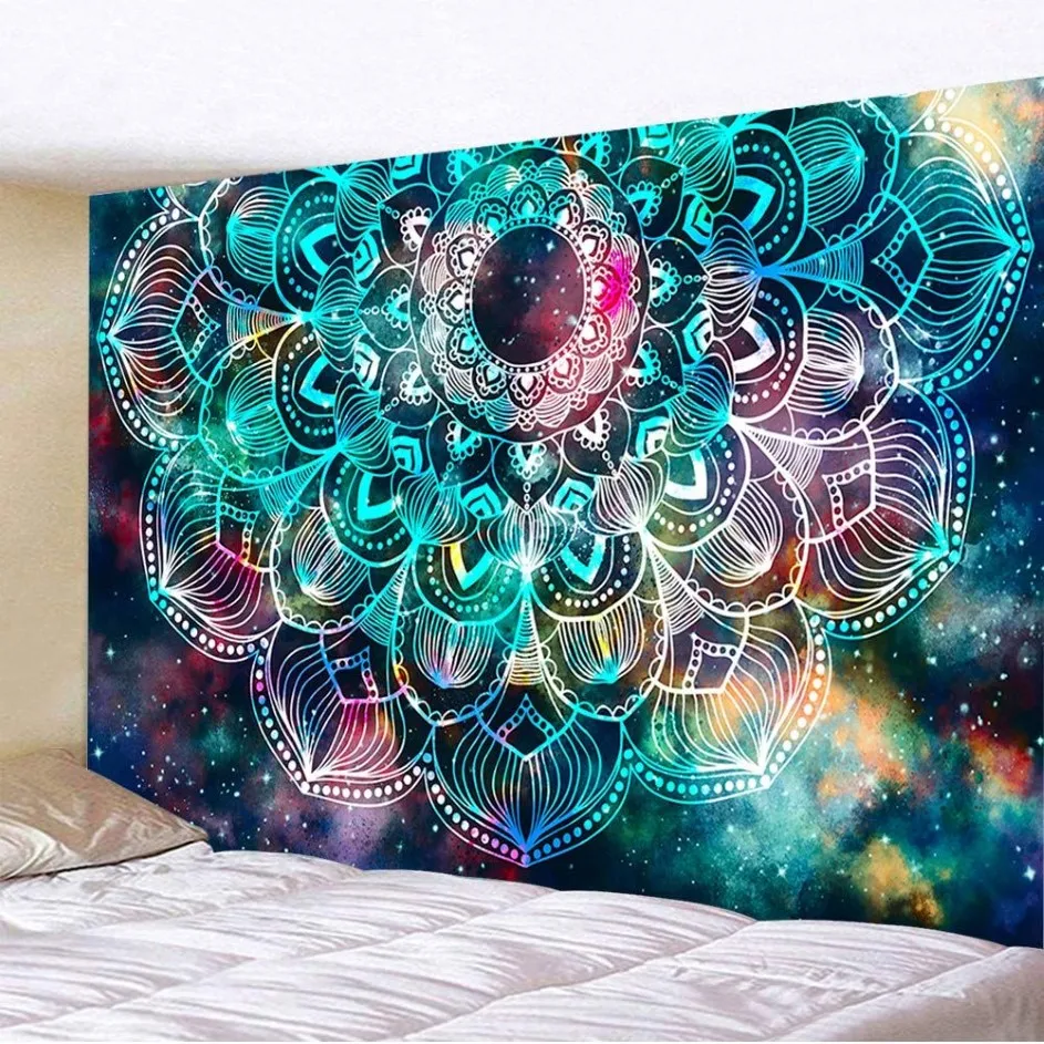 Psychedelic Mandala Tapestry Wall Hanging Bohemian Hippie Wall Tapestry Home Backdrop Art Decor Carpet Tapestry Filt253G