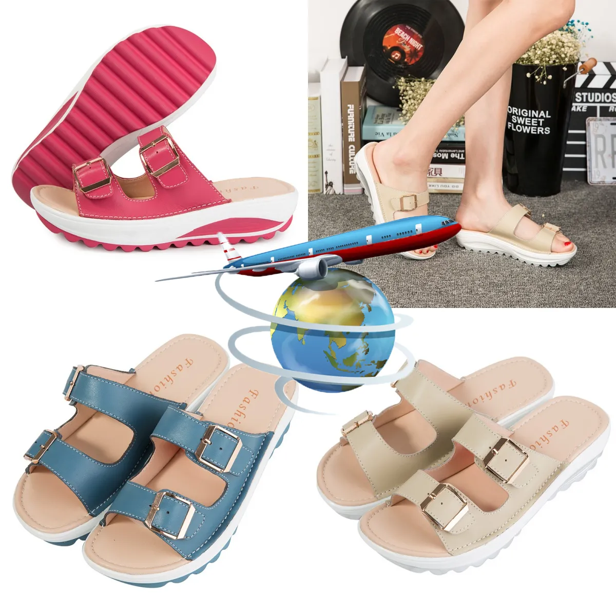 Top Sandals Women Summer Fashion Buty plażowe Flip-Flops Sandals Flat Bottomed Kapta plażowe Buty Gai 35-42