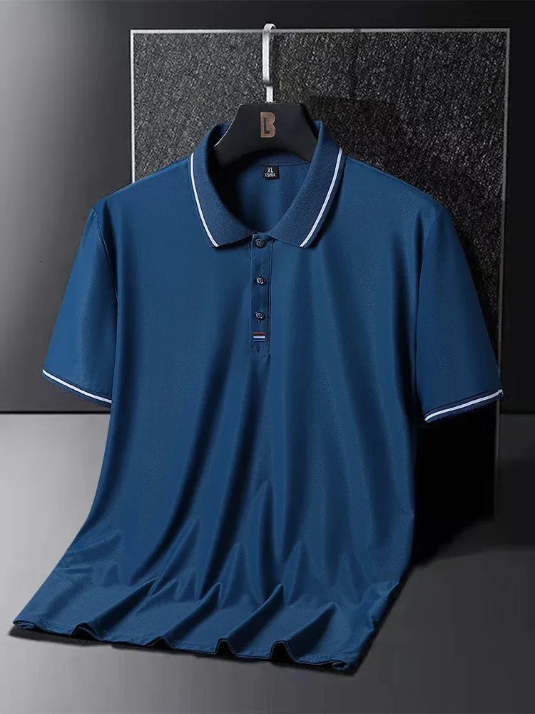 Plus w rozmiarze 8xl 7xl męskie koszule polo Summer Ice Silk Shortsleeved Tee Oddychający fajny, szybki nylon polo golf t mężczyzna 240226