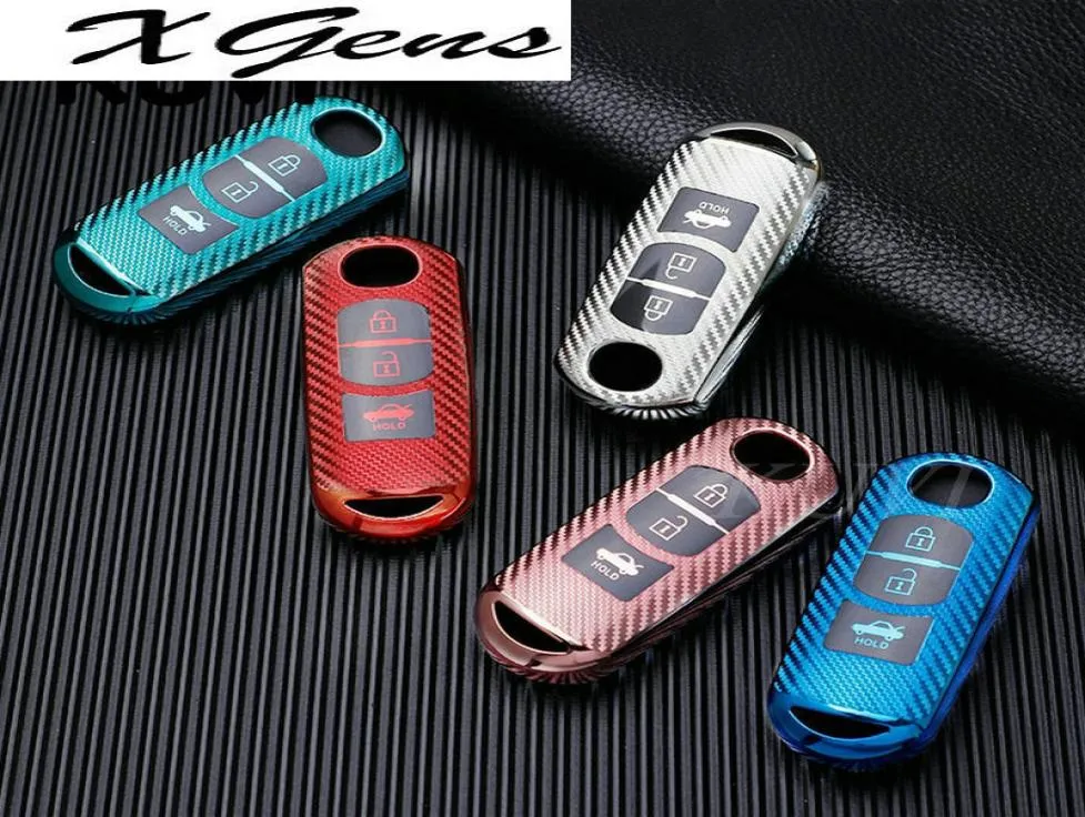 Carbon Grain Car Key Case Cover For Mazda 2 3 6 Atenza Axela Demio CX5 CX5 CX3 CX7 CX9 2015 2016 2017 2018 2019 Accessories9012471