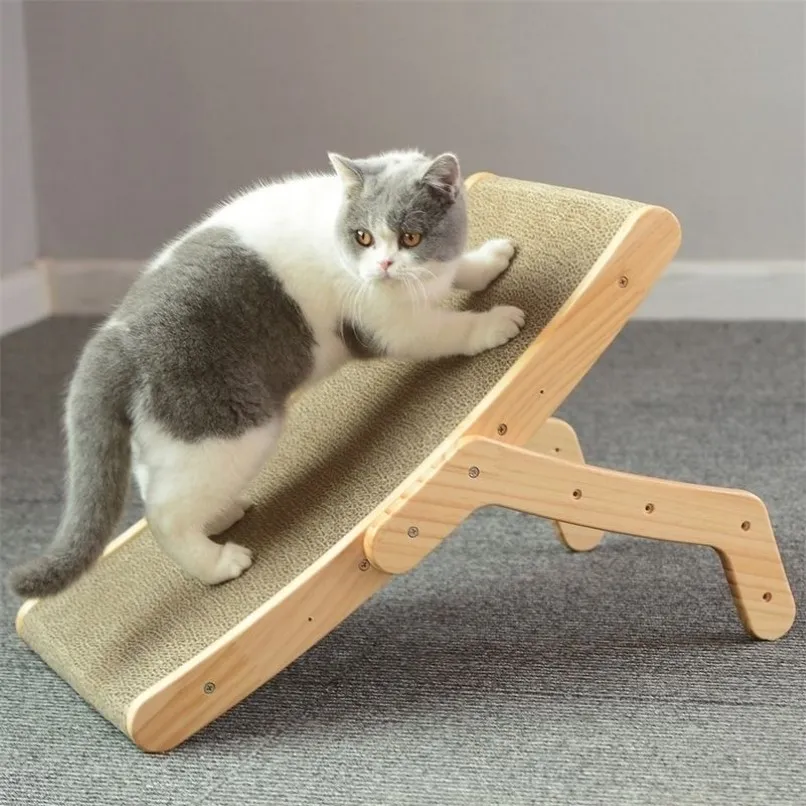 Kattmöbler Scratchers Wood Anti Scratcher Scratch Board Bed 3 In 1 Pad Vertical Pet Toys Sliping Nail Scraper Mat Training CLA182D