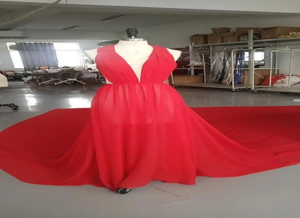 2021 Sexy Prom Chiffon Aline Party Vneck Homecoming -jurk Mouwloos met lange trein Custom Made Jown2383836