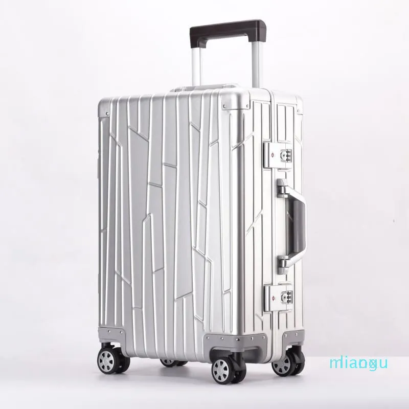 Walizki 20''24'pure aluminiowa walizka skorupowa na kółkach Bagaż bagażowy Mala Valise de Voyage Avec Roulettes