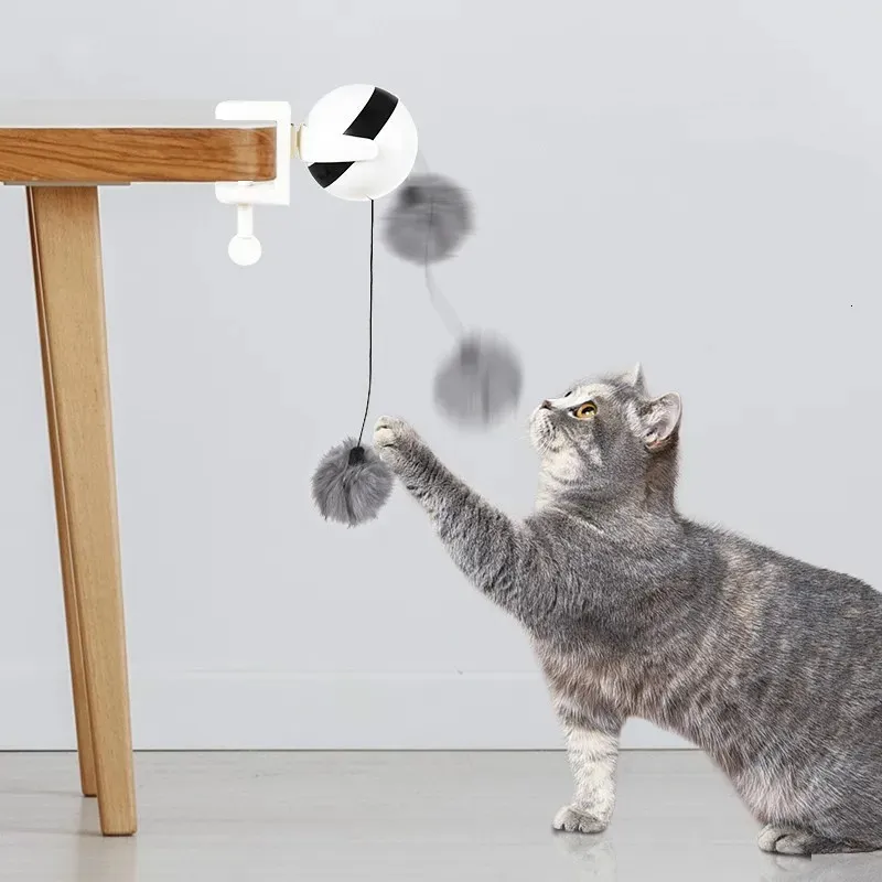 Jouet de chat de mouvement électronique YoYo boule de levage électrique Flutter interactif chat Teaser jouet rotatif interactif Puzzle jouet pour animaux de compagnie 240229
