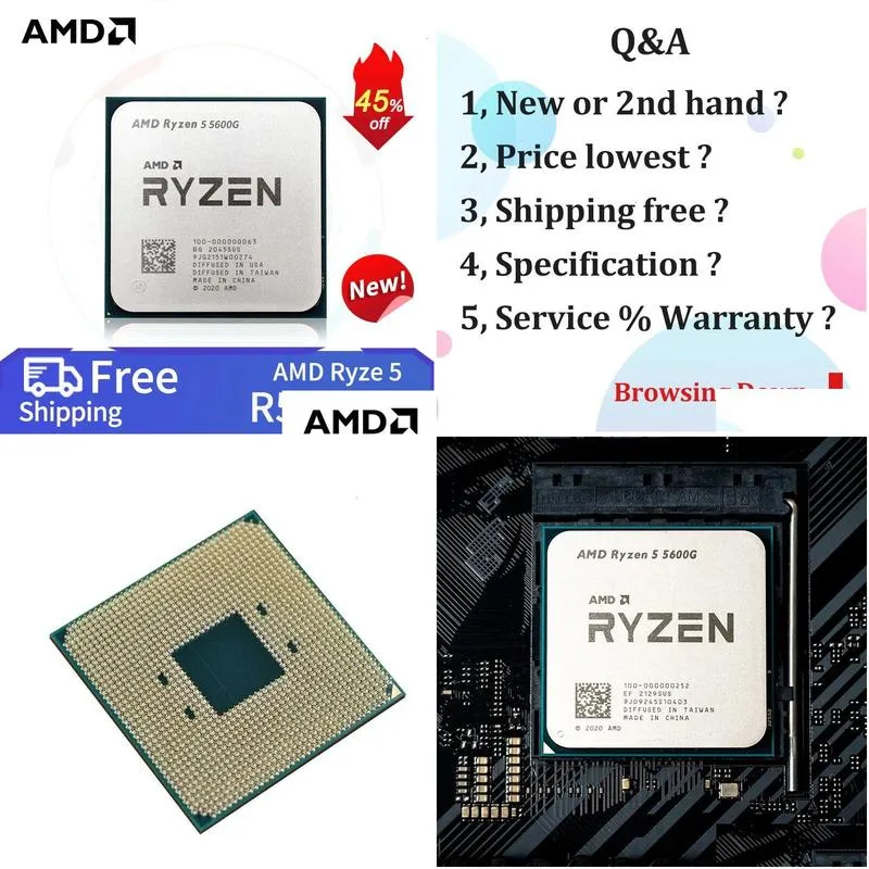 cpus ryzen 5 5600g PC Gamer CPU 65W DDR4 DE MESA SOQUETE AM4 SEM REFIGERADOR 231117ドロップ配信コンピューターネットワーキングコンピューターコンポーキ