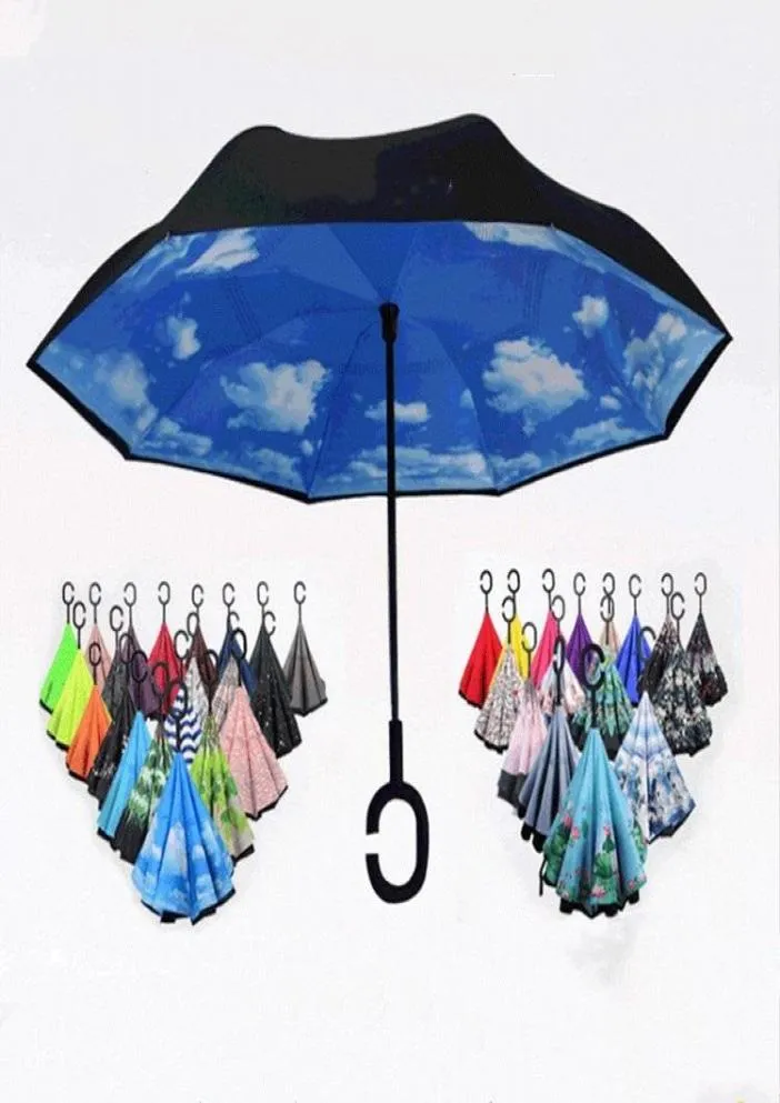 Guarda-chuva reverso invertido c alça à prova de vento proteção contra chuva reversa guarda-chuva alça guarda-chuvas domésticos diversos mar 6747035