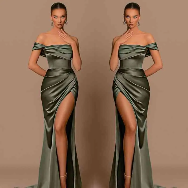 plus size green prom dress Cleo Olive Green Wrap Bridesmaid Dress main image 0