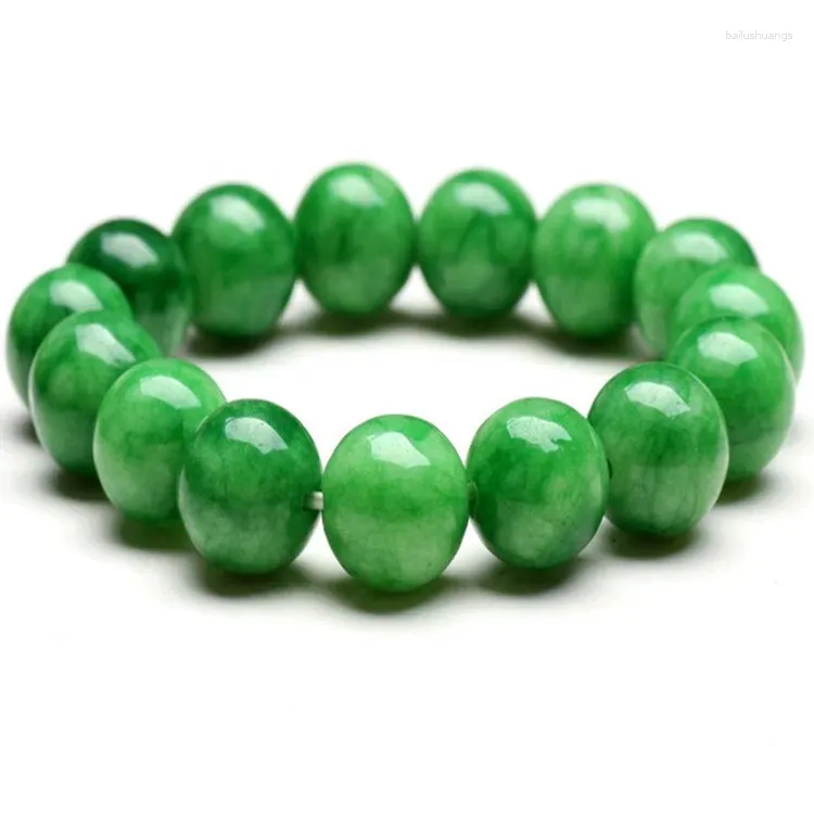 Strand Bangle Natural Jade Bracelets Kobiety mężczyzn Szmaragd jadeite koraliki elastyczne z koralikami bransoletka certyfikowana zielona jades kamienna bransoletki