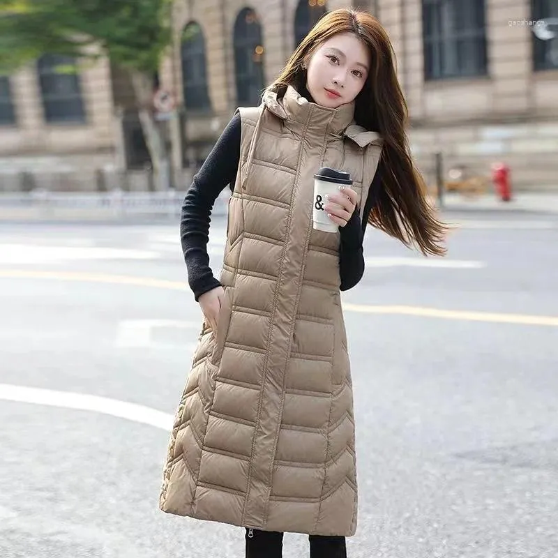 Gilets pour femmes 2024 automne hiver femmes gilet épais étudiant coton manteaux dame vêtements chaud sans manches veste femme long gilet vêtements d'extérieur