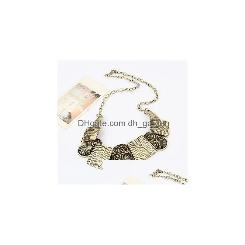 Chokers Choker Naszyjnik moda brązowy metalowy drut drut drut elipsa żywica klejnot klejnot damskie biżuteria upuszcza naszyjniki wisidant dhgarden dhxks