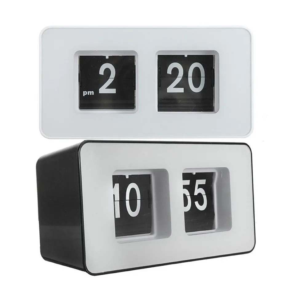 Unique Retro Auto Flip Clock Cube Desk Table Wall Kitchen Simple Modern Design303J