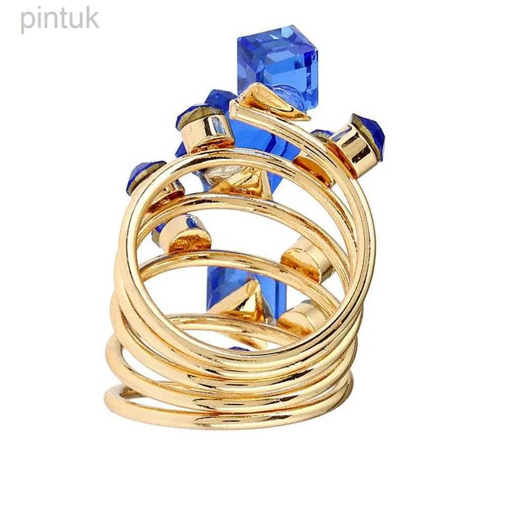 Anneaux À la mode surdimensionné Multi anneaux femmes dame de haute qualité cristal strass charme anneau ouvert coréen gothique bijoux ldd240311