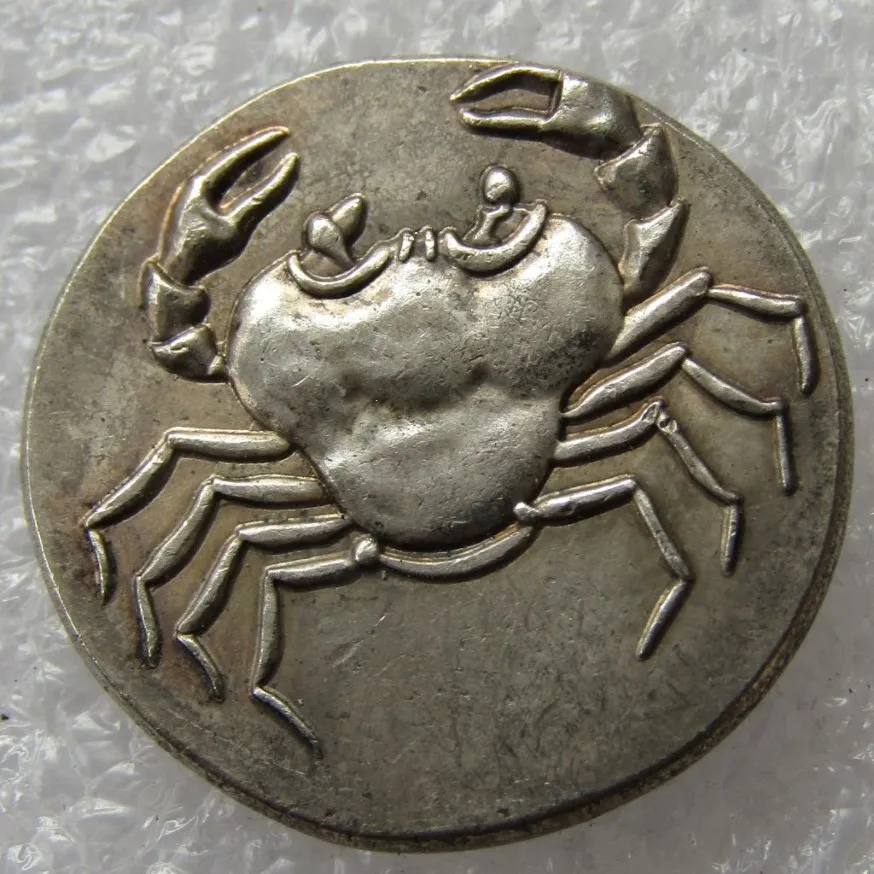 G35 Starożytna grecka srebrna moneta rzemieślnicza z Akragas Sycyly - 450 pne kopia monety Whole281y