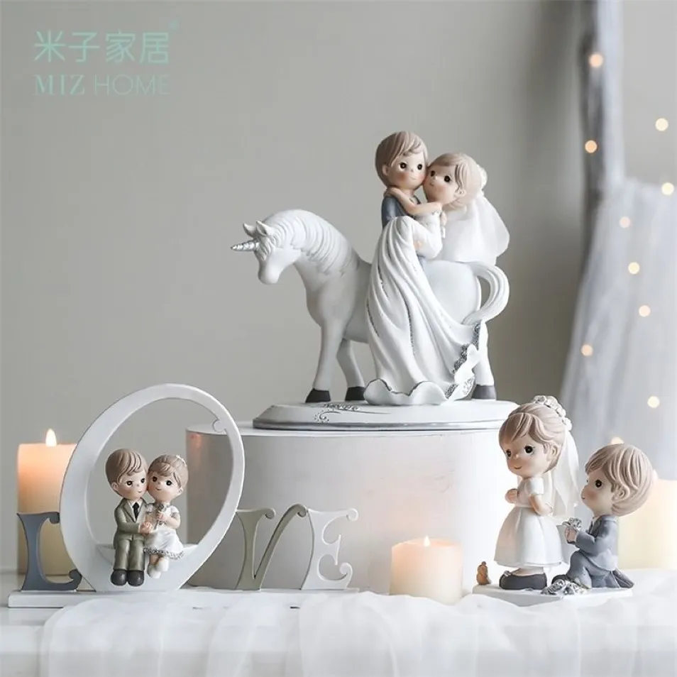 Miz Wedding Decoration Par Figure Cartoon Statue Decor Brud Brudgum Cake Topper Home Accessories Presentförpackning T20070324447