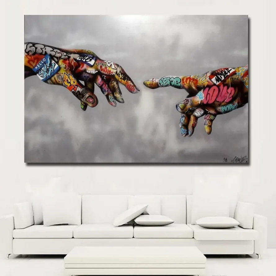 Graffiti Living Colorful Prints For Street Hands Painting Selflessly Art Classic Room Art Abstract Pictures Posters Wall jllxI yum264y