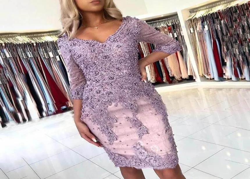 Robe de cocktail sexy en dentelle à manches longues, longueur aux genoux, grande taille pour dames et filles, robe semi-formelle de bal de fin d'études 5067333