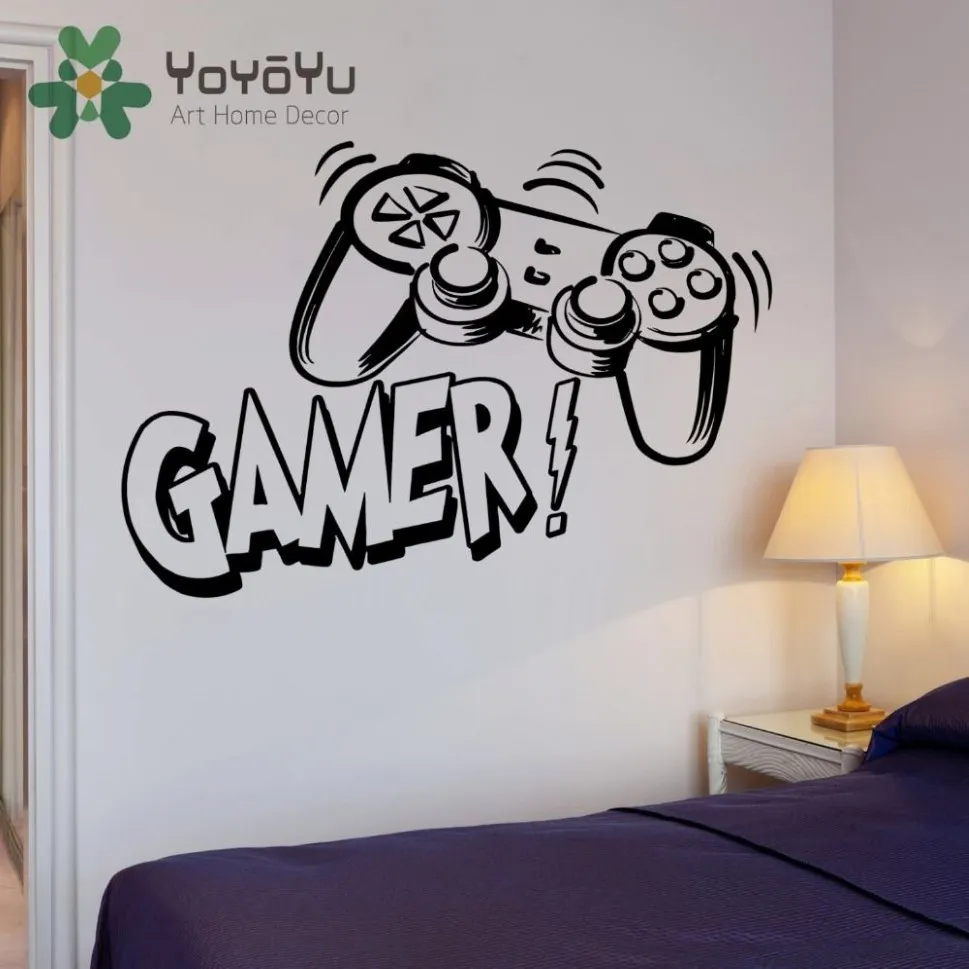 Decalque de parede jogos de vídeo boysgamer joysticks decoração para casa mural arte adolescente meninos quarto decoração adesivo de parede NY-92270N