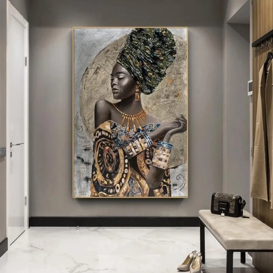 Paintings African Black Woman Graffiti Art Posters And Prints Abstract Girl Canvas On The Wall Pictures Decor214e