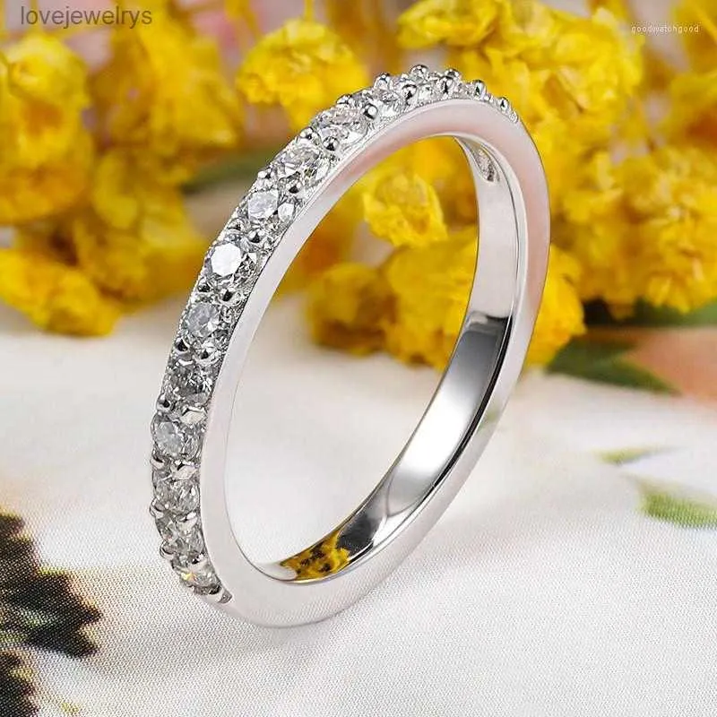 Anéis de Cluster AU750 Anel Feminino Mosan Diamante D-Color VVS1 Casamento / Noivado / Aniversário / Aniversário / Festa / Presente de Dia dos Namorados