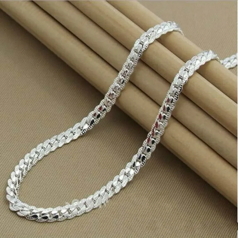 High Quality Brand New Womens Mens Male Female 925 Sterling Silver Figaro Chains Necklace Necklaces Pendant Chain Link Pendants KX2420