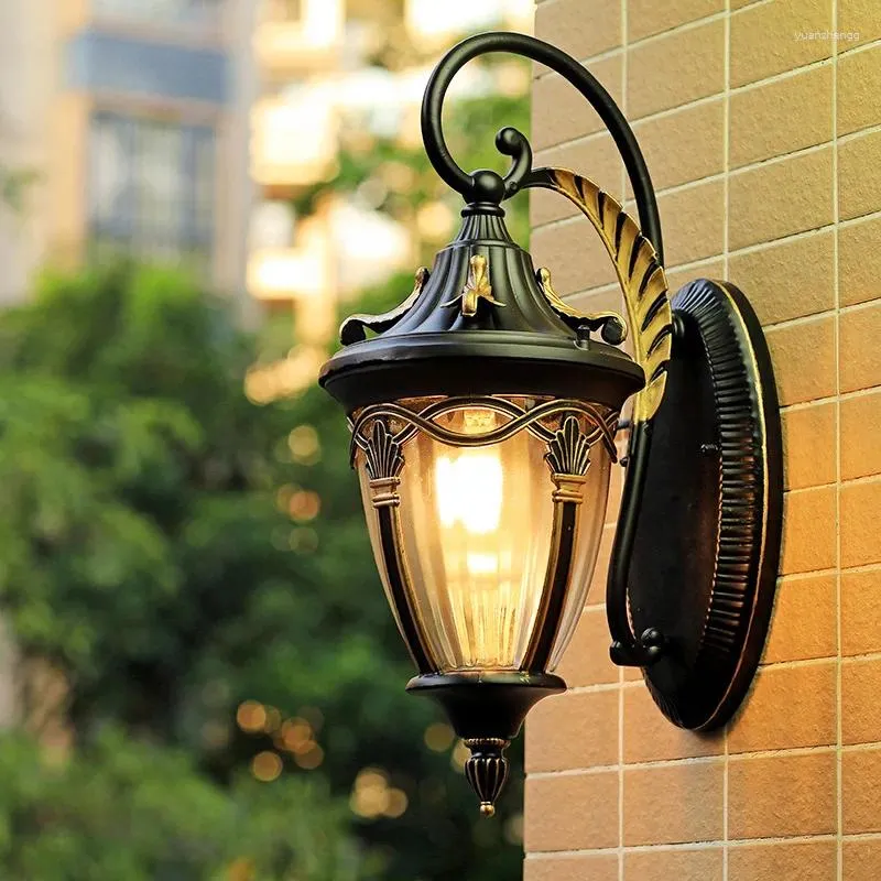 Wall Lamps Europe Retro Light Garden Yard Porch Lamp Residential Living Room Balcony Exterior Waterproof Lighting E27 Glass Fixtures