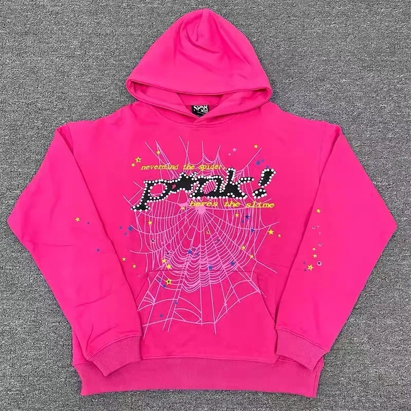 uomini felpa con cappuccio grafico Specciatore grafico Young Thug 555 Spider Hoodie Men Women Schiam Stampa Web Felpe Pink Pullovers Pullover uomini Designer Overszed Mens Man Jacket Woman 33