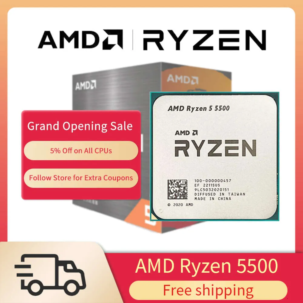 AMD Ryzen 5 5500 R5 5500 3.6-4.2 GHz 6-kärnig 12-thröd CPU-processor 7nm L3 = 16M Socket AM4 No Cooler