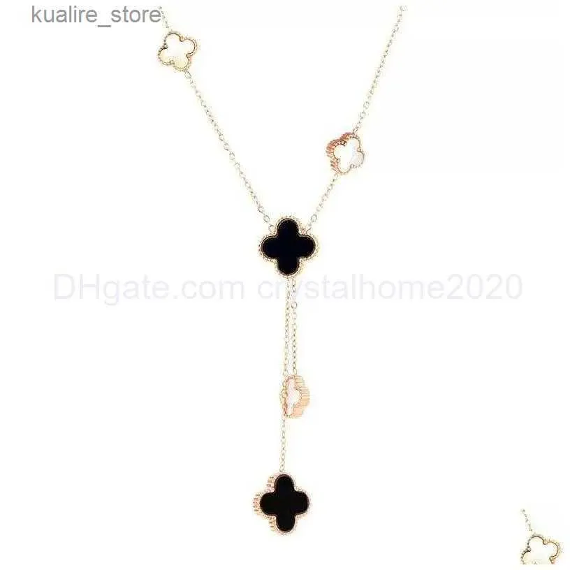 Pendant Necklaces Pendant Necklaces Double Side Clover Necklace Handmade Luxury Jewelry For Women Gift Drop Delivery 202 Otlcu L240311