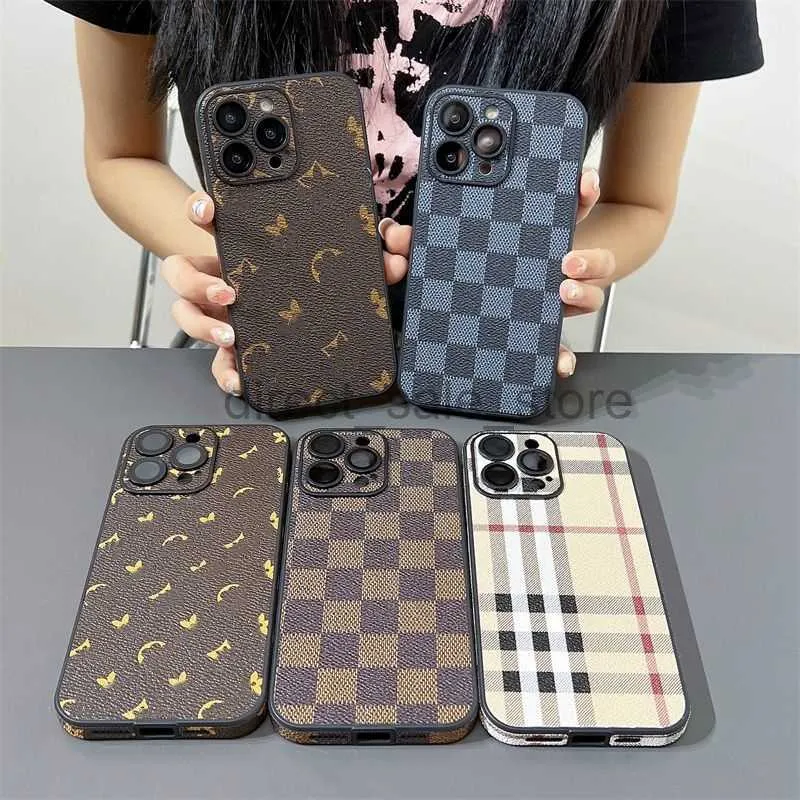 مصمم فاخر iPhone 15 Pro Max Phone Cases for 15 Plus 14 Promax 13 12 11 Girls Cute Classic Pattern Leather Gover