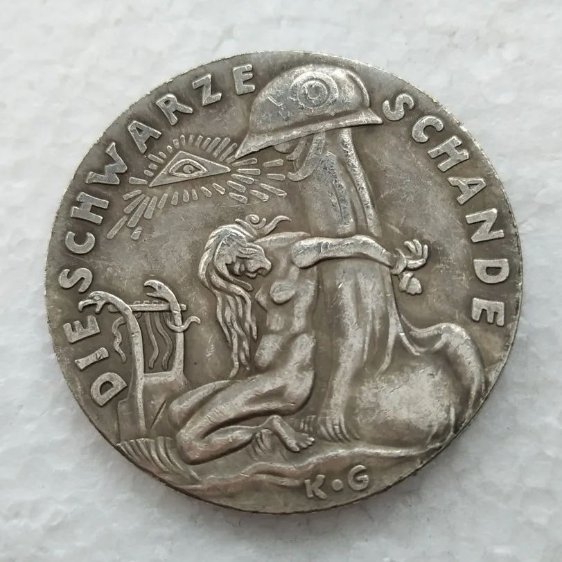 Deutschland 1920 Gedenkmünze Die Black Shame Medaille Silber Seltene Kopie Münze Heimtextilien Zubehör2316