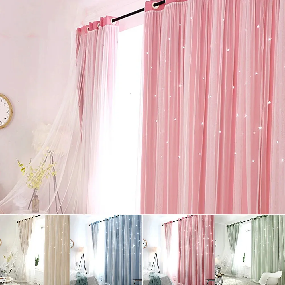 1x2m Nordic Star Ins Princesa Vento Cortina Estrelas Blackout Cortinas para Quarto Crianças Decoração Sala de estar Decoração Parede Home 230308