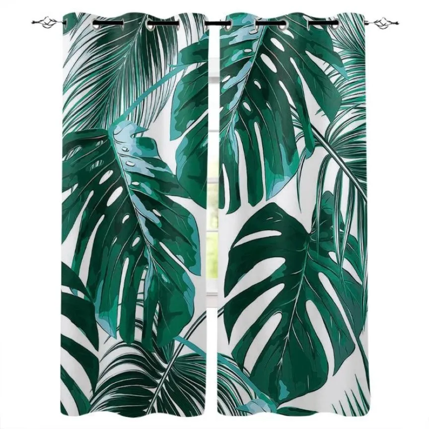 Curtain & Drapes Palm Leaves Green Tropical Plant Curtains For Room Window Kids Bedroom Living Treatment245T