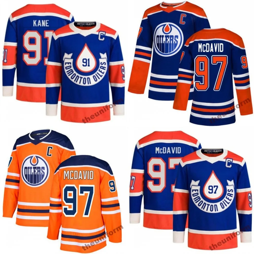 2024 남자 97 Connor McDavid 91 Evander Kane Edmonton 74 Stuart Skinner 29 Leon Draisaitl 93 Ryan Nugent-Hopkins Hockey Jersey 스티치 S-3XL