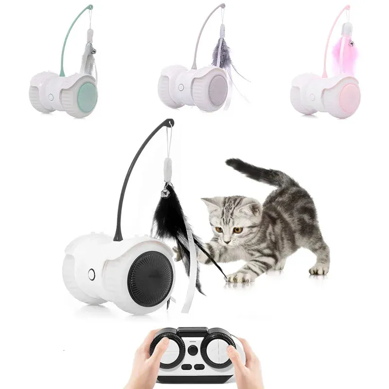 Automatischer Fernbedienungssensor, Katzenspielzeug, interaktiv, intelligenter Roboter, elektronischer Feder-Teaser, selbstspielendes, wiederaufladbares USB-Kätzchen 240229