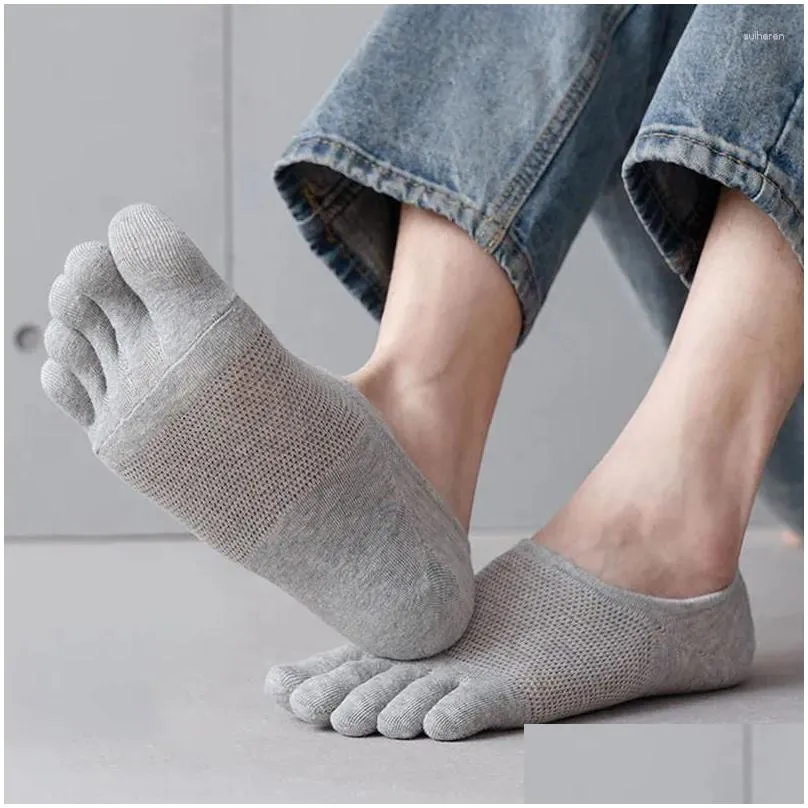 Chaussettes pour hommes Cinq doigts Courts Sports antidérapants Respirants Split-Toed Confortable Coton Fashions Casual Invisible Boat Sock Drop Deliver Ottsq