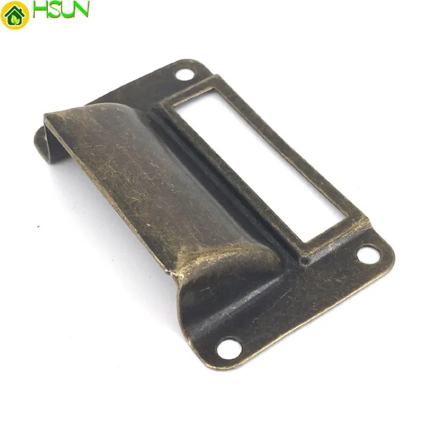 Bronze Tone Metal Cupboard Cabinet Door Cup Pull Handtag Vintage Label Frame Drawer Box Case Cabin Card Holders286x