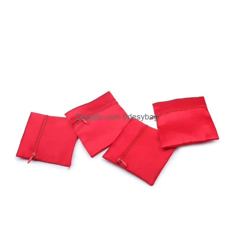 Jewelry Pouches Bags Chinese Style Red Color Bracelet Packaging Zipper Festival New Year Christmas Party Gift Lucky Drop Delivery Pack Dh7Lf