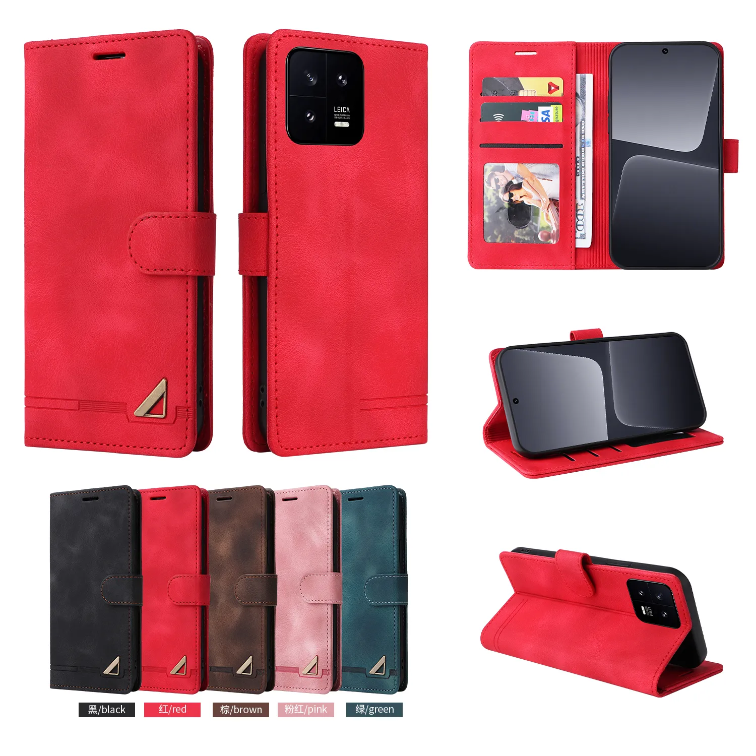 Telefonfodral för Xiaomi Poco F5 X6 Redmi Note 13 13T 13C Pro Plus 4G 5G Wallet Retro Leather Case Cover